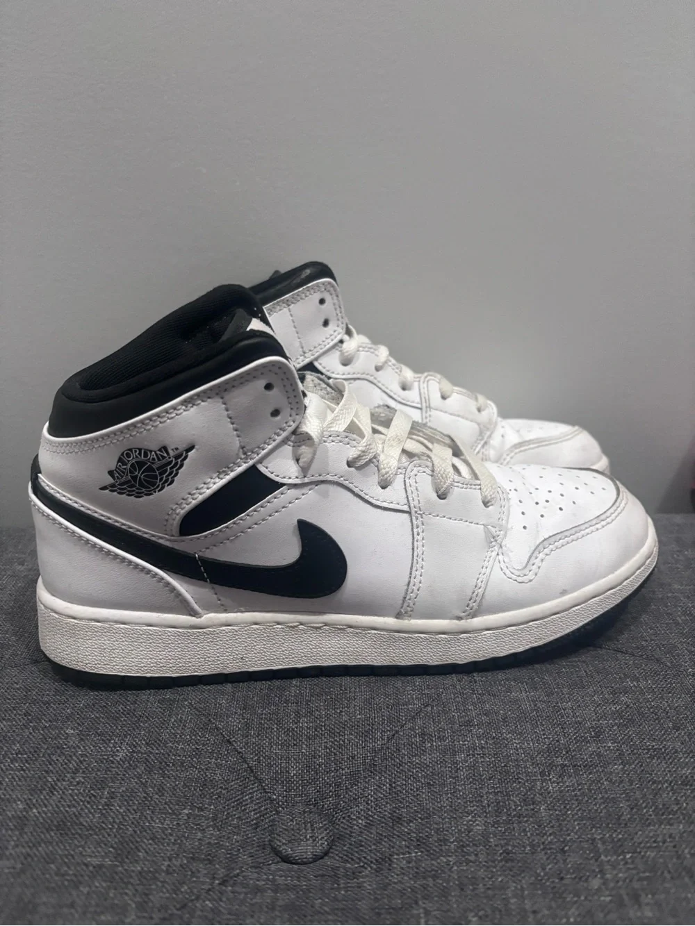 Nike White and Black High-Top Boys Sneaker